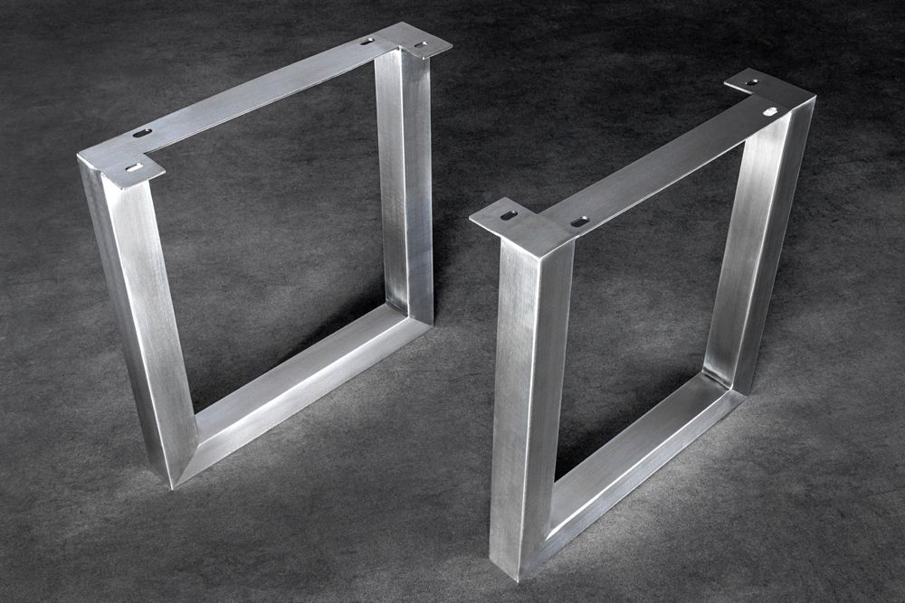 2er Set Tischgestell U-FRAME 70cm Edelstahl gebürstet matt Tischbeine Kufe Esstisch