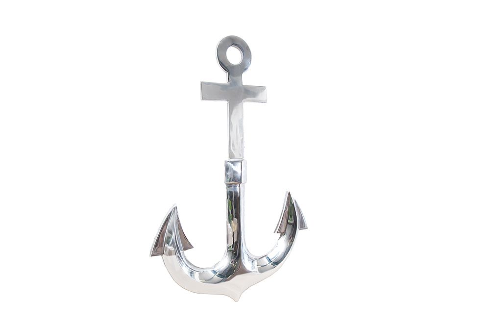 Maritime Wanddekoration SEVEN SEAS 70cm silber 3D Anker