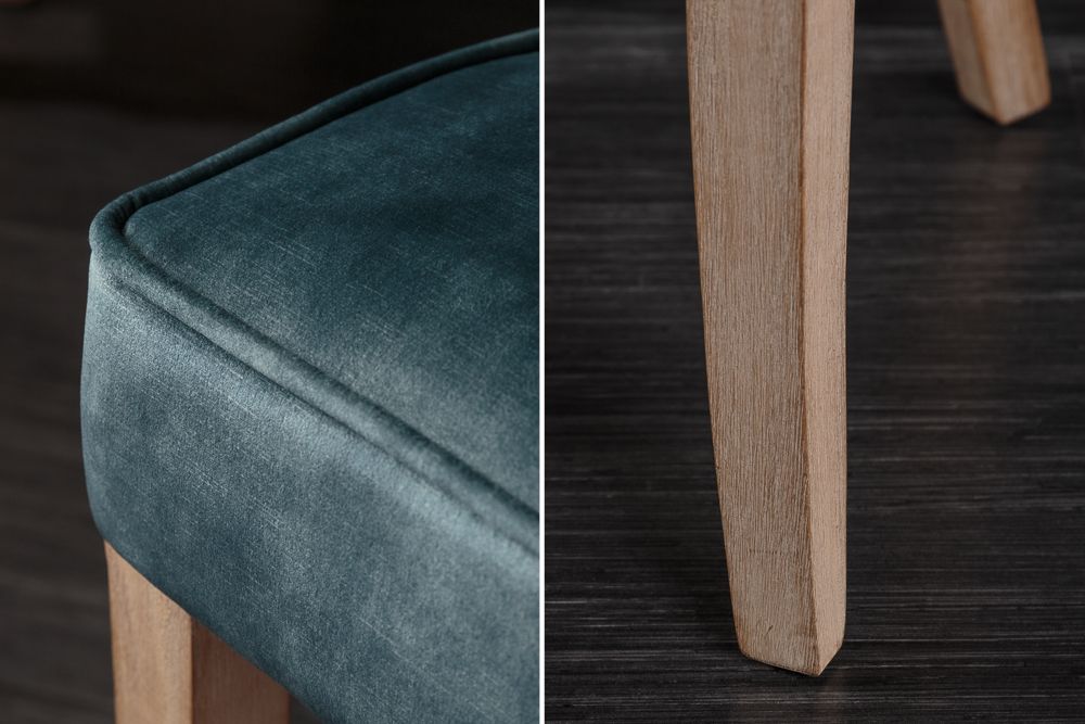 Eleganter Stuhl CASTLE petrol Samt Landhausstil mit Komfortgriff