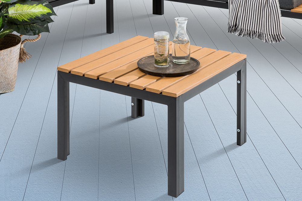 Outdoor Gartentisch ORLANDO LOUNGE 60cm anthrazit natur Aluminium wetterfest
