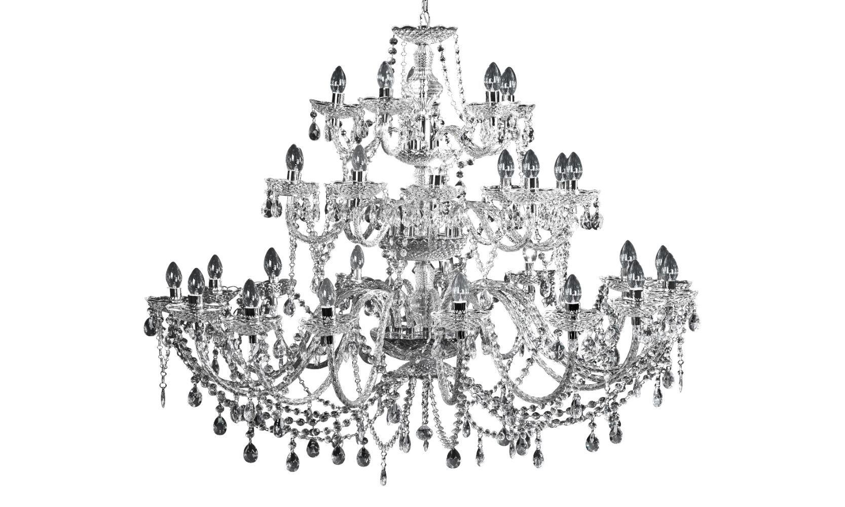 Design Kronleuchter CRYSTAL XXL 120cm klar Acryl 30-armig Kristall-Lampe
