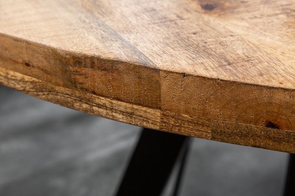 Massiver Esstisch IRON CRAFT 120cm rund natur Mangoholz