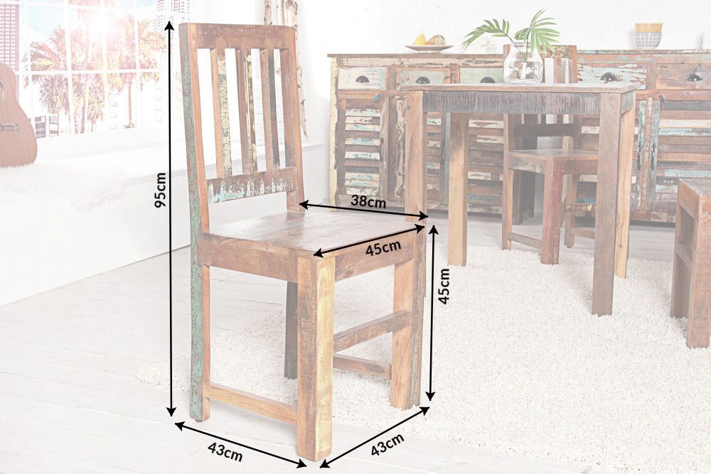 2er Set Massiver Holz Stuhl JAKARTA aus recycelten Fischerbooten
