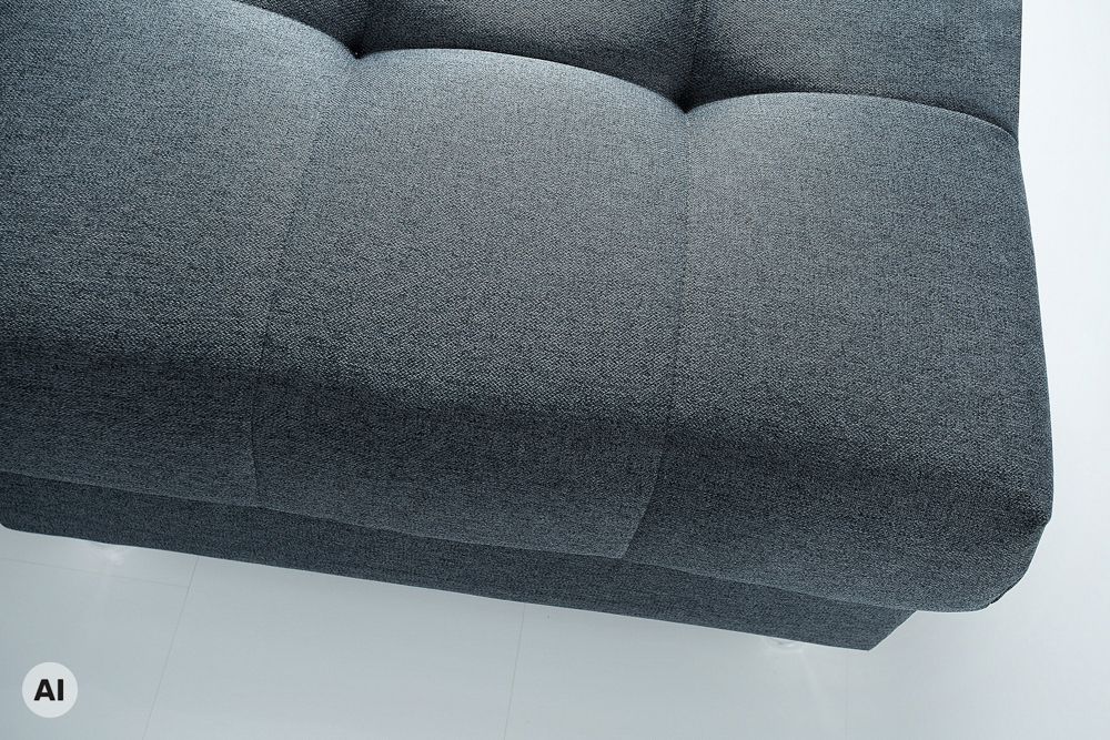 Moderne Wohnlandschaft KENT 220cm anthrazit Ecksofa Federkern inkl. Hocker und Kissen