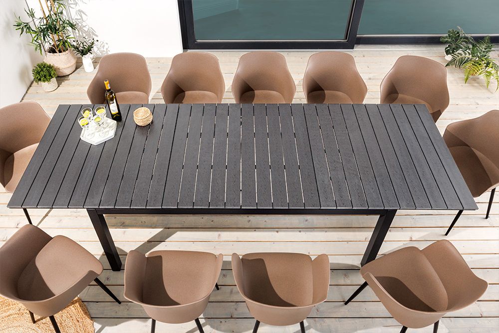 Ausziehbarer Gartentisch DESIGNO 200-250-300cm grau Aluminium In- und Outdoor Esstisch