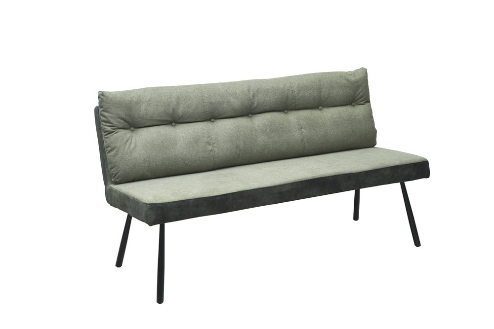 Gepolsterte Sitzbank BIG GEORGE 160cm grün Samt Strukturstoff Taschenfederkern schwarz