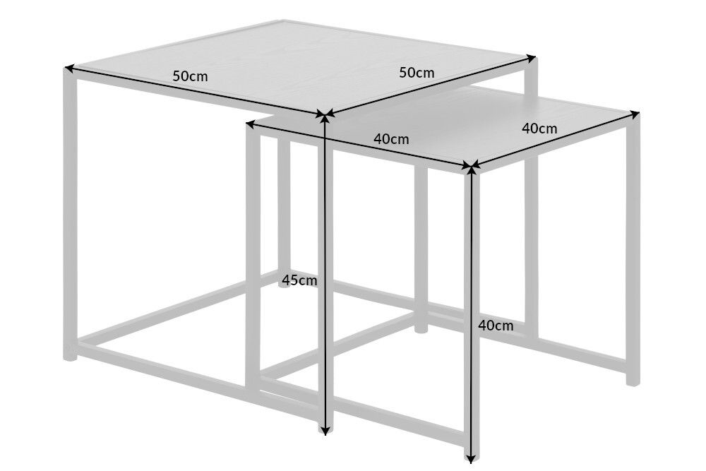 2er Set Beistelltische SLIM LINE 50cm graphit Metall Couchtische