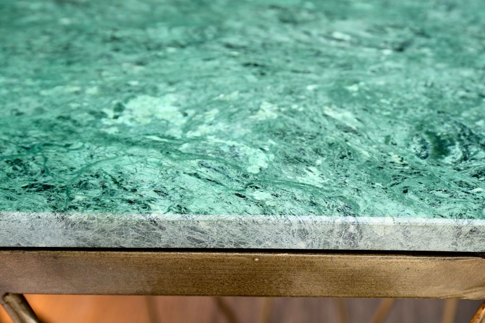 Abstrakter Beistelltisch DIAMOND 50cm grün Marmor messing Metall
