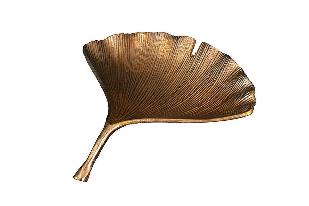 Dekorative Schale GINKGO 45cm gold handmade Metall