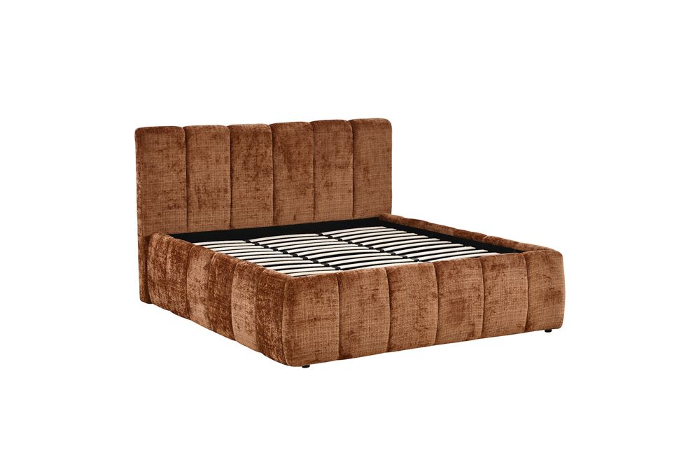 Design Boxbett ADLON 180x200cm rostbraun Chenille Cremona mit Stauraum und Lattenrost