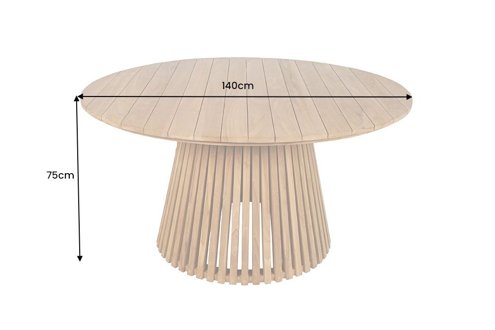 Runder Esstisch EMPIRE TEAK 140cm braun Teakholz Indoor Outdoor wetterfest