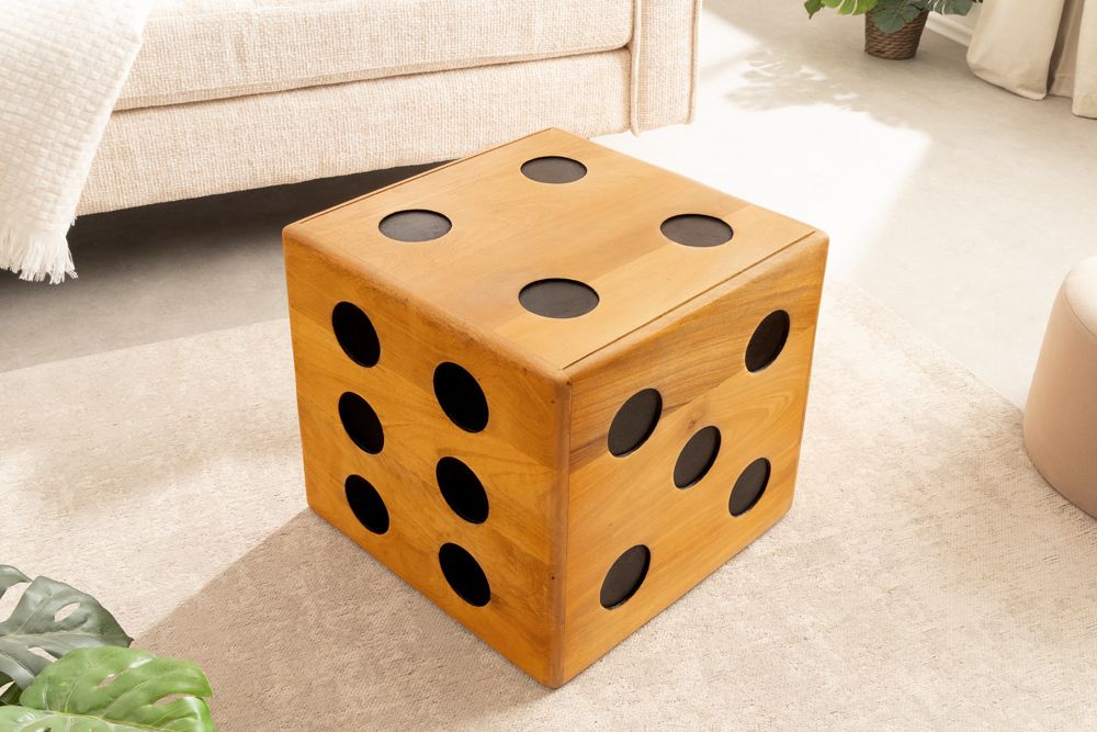 Massiver Würfel-Hocker CUBE 40cm natur Mangoholz Beistelltisch stapelbar