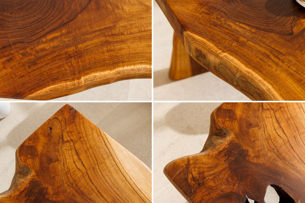 Massivholz Bank ROOT 100cm braun natur Teak Baumstamm