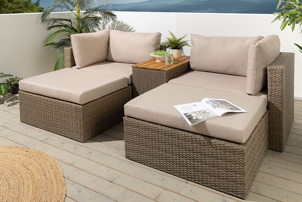 Outdoor Garten XXL Lounge-Set MONACO MODULAR 230cm natur beige Sitzecke inkl. Kissen und Tisch » Jetzt kaufen