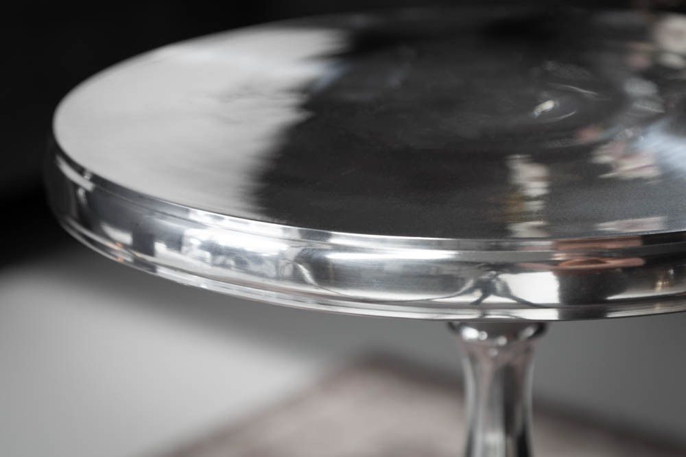 Eleganter Beistelltisch SAVOY 55cm silber poliert Dreibein mit runder Platte