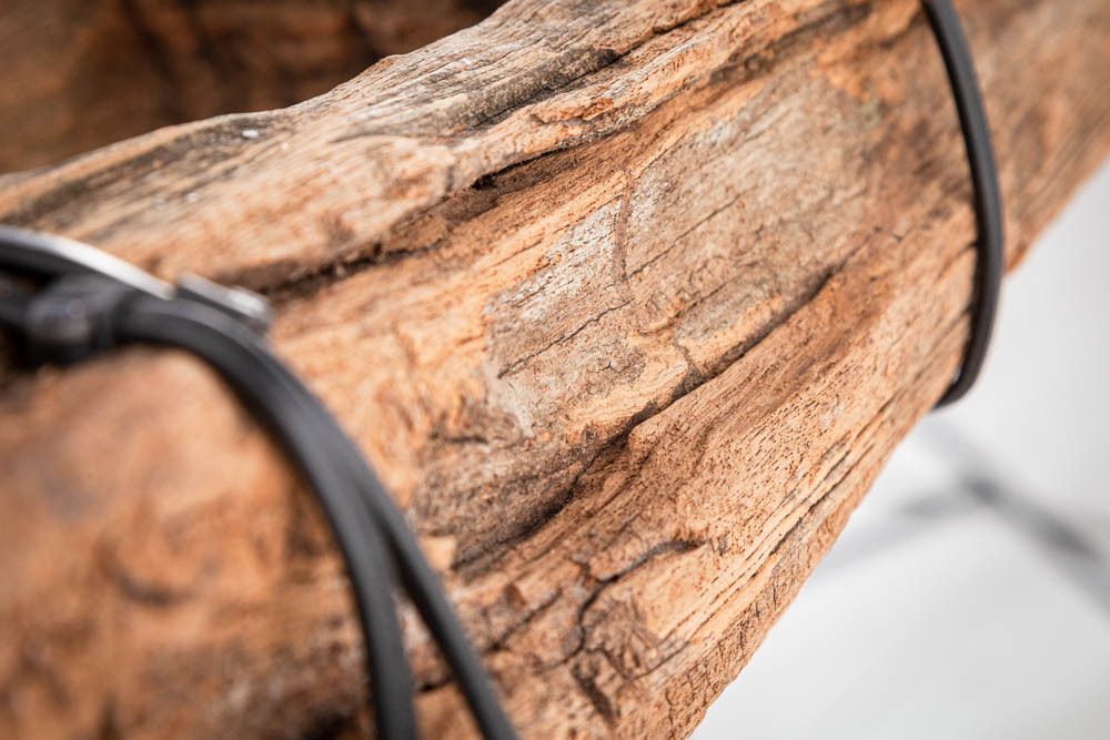 Industrial Hängelampe BARRACUDA 152cm recyceltes Massivholz mit 5 Leuchten