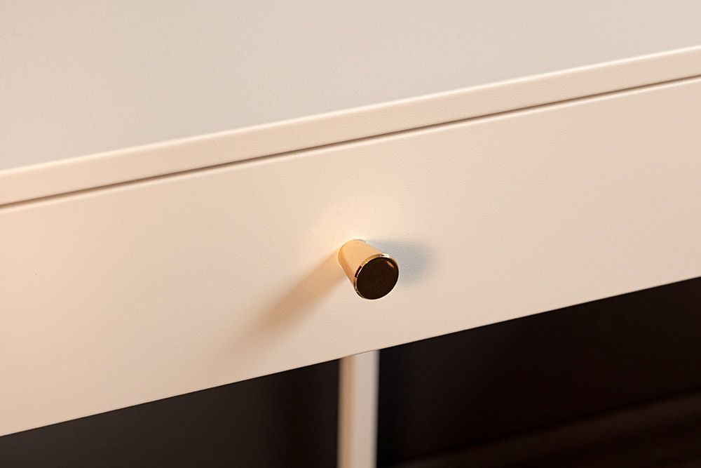 Industrial Beistelltisch SLIM LINE 50cm weiß Metall mit Schublade Nachttisch