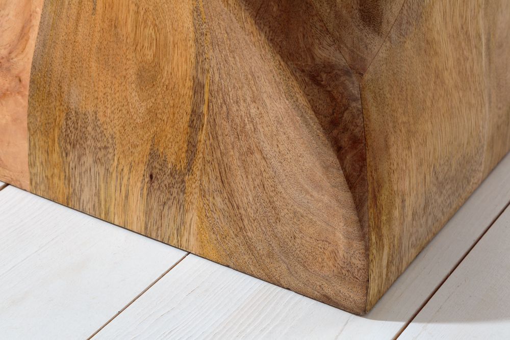 Massiver Hocker TWIST 45cm natur Mangoholz handmade Beistelltisch