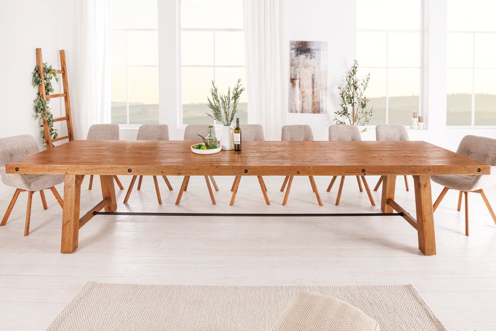 Massiver Esstisch FINCA 300cm vintage braun Pinienholz Bohlenoptik
