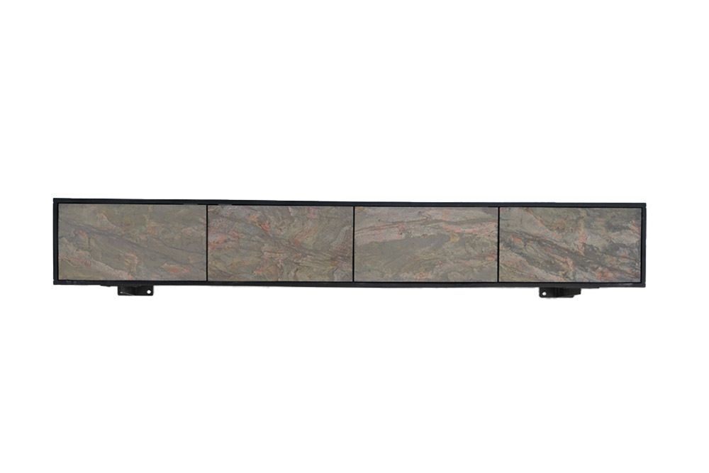 Massivholz TV-Lowboard MOUNTAIN SOUL 200cm Akazie grün bronze hängend Naturstein schwarz