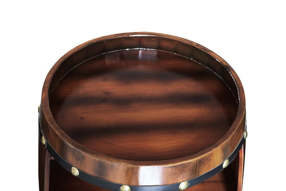 Massives Weinregal BODEGA 97cm coffee braun Pinie Fass-Bartisch für 24 Flaschen