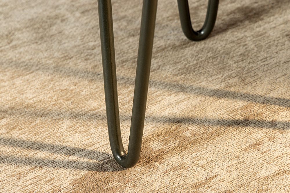 Runder Beistelltisch GOA 45cm grau Akazie Massivholz Baumscheibe Hairpin Legs Metall