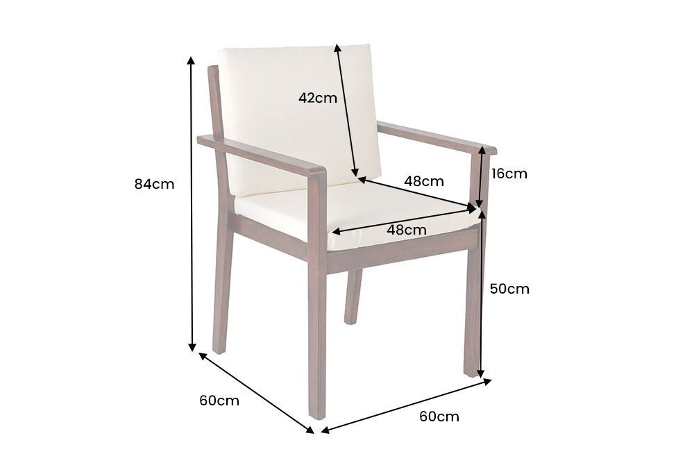 Outdoor Gartenstuhl KOPENHAGEN beige braun Akazie honey finish inkl. Kissen stapelbar