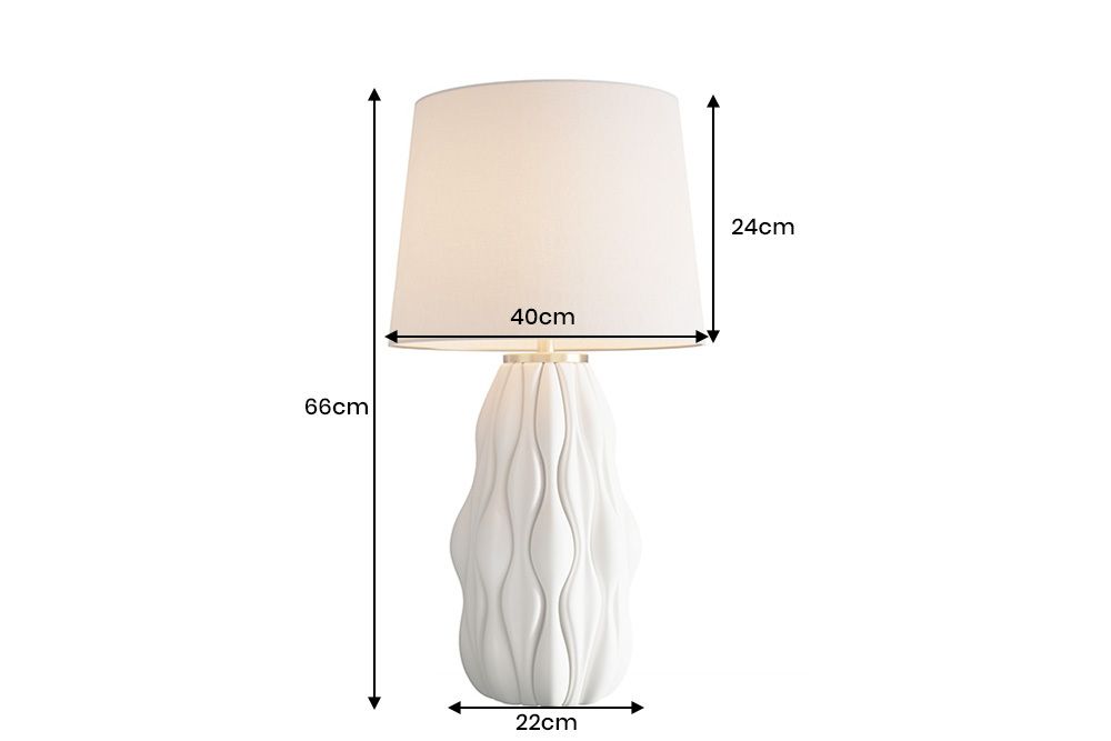 Moderne Tischlampe ELEGANCIA 65cm weiß gold Keramik weißer Leinenschirm