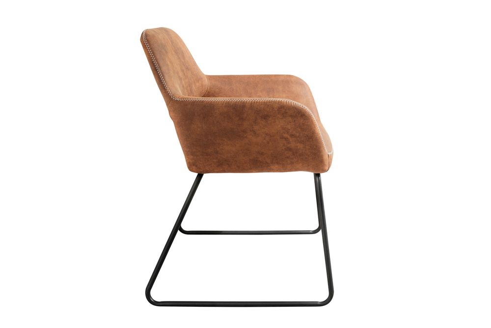 Design Stuhl MUSTANG antik braun Microfaser mit Armlehne
