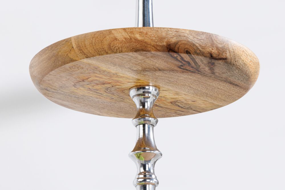 Dekorative Etagere PURE NATURE 68cm silber Mangoholz handmade drei Etagen