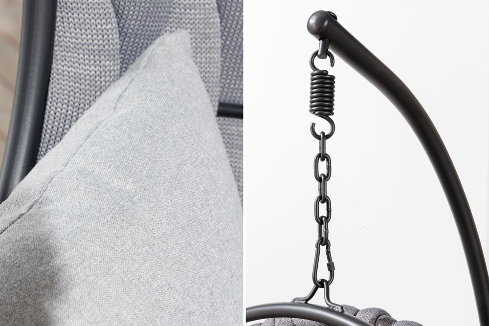 In- und Outdoor Hängesessel ROPE anthrazit grau mit Gestell wetterfest inkl. Kissen