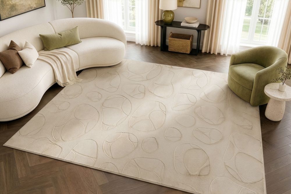 3D Hochflor Teppich LUNA 300x230cm taupe Hoch-Tief-Effekt Indoor-Teppich