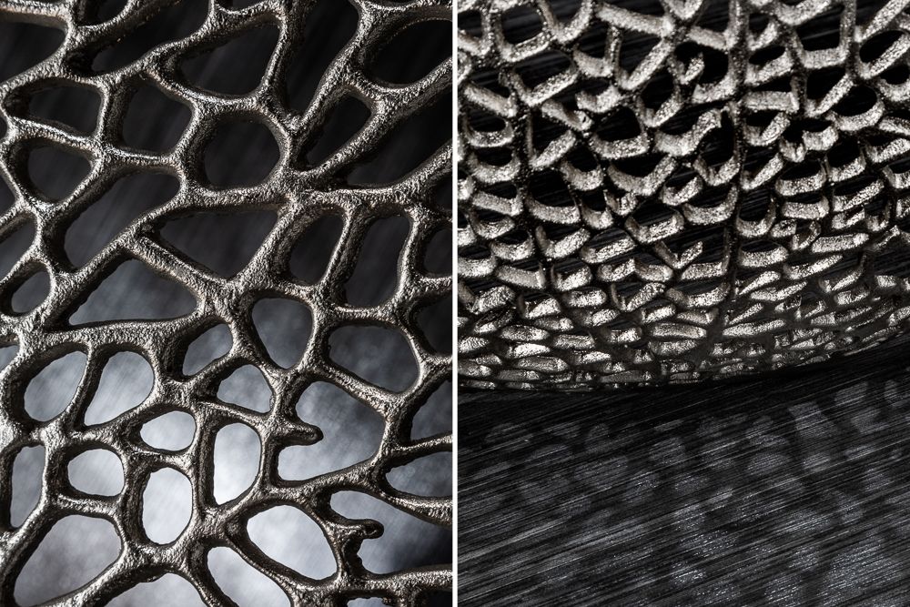 Filigraner Design Couchtisch ABSTRACT LEAF 80cm silber Handarbeit