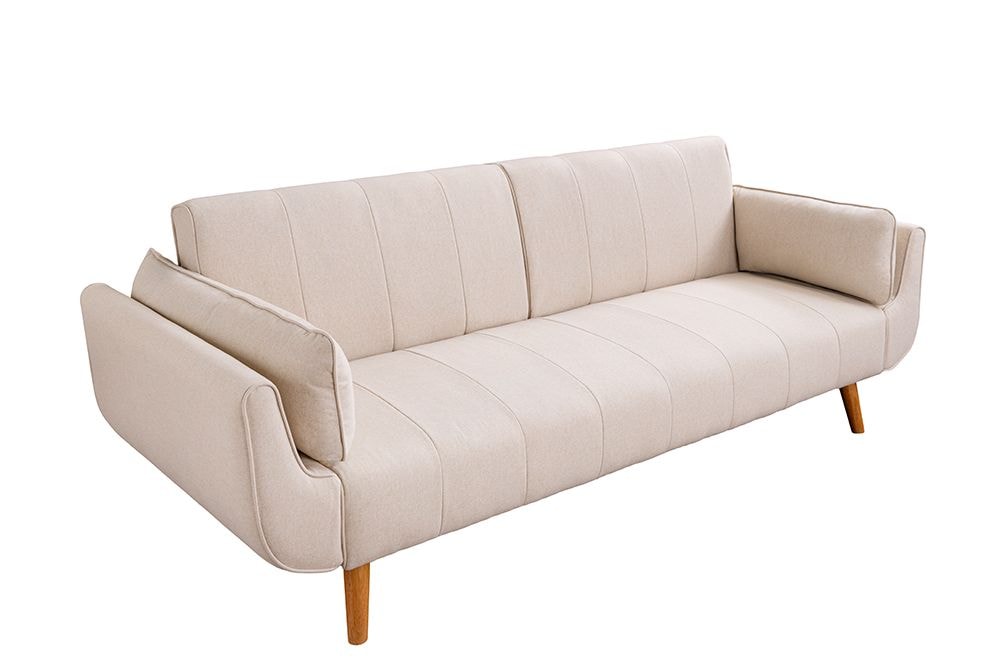 Schlafsofa DIVANI 220cm greige Strukturstoff 3-Sitzer mit Bettfunktion inkl. Kissen