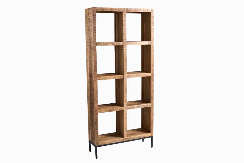 Massives Regal IRON CRAFT 176cm Mangoholz Bücherregal acht Fächer Industrial Design