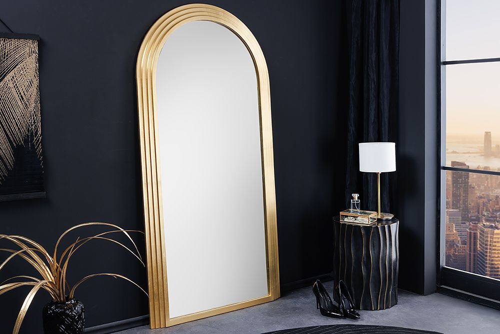 Edler Wandspiegel ART DECO 160cm gold Rundbogen Spiegel