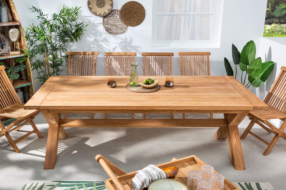 Wetterfester Gartentisch EMPIRE TEAK 220cm Teak Massivholz Outdoor Esstisch