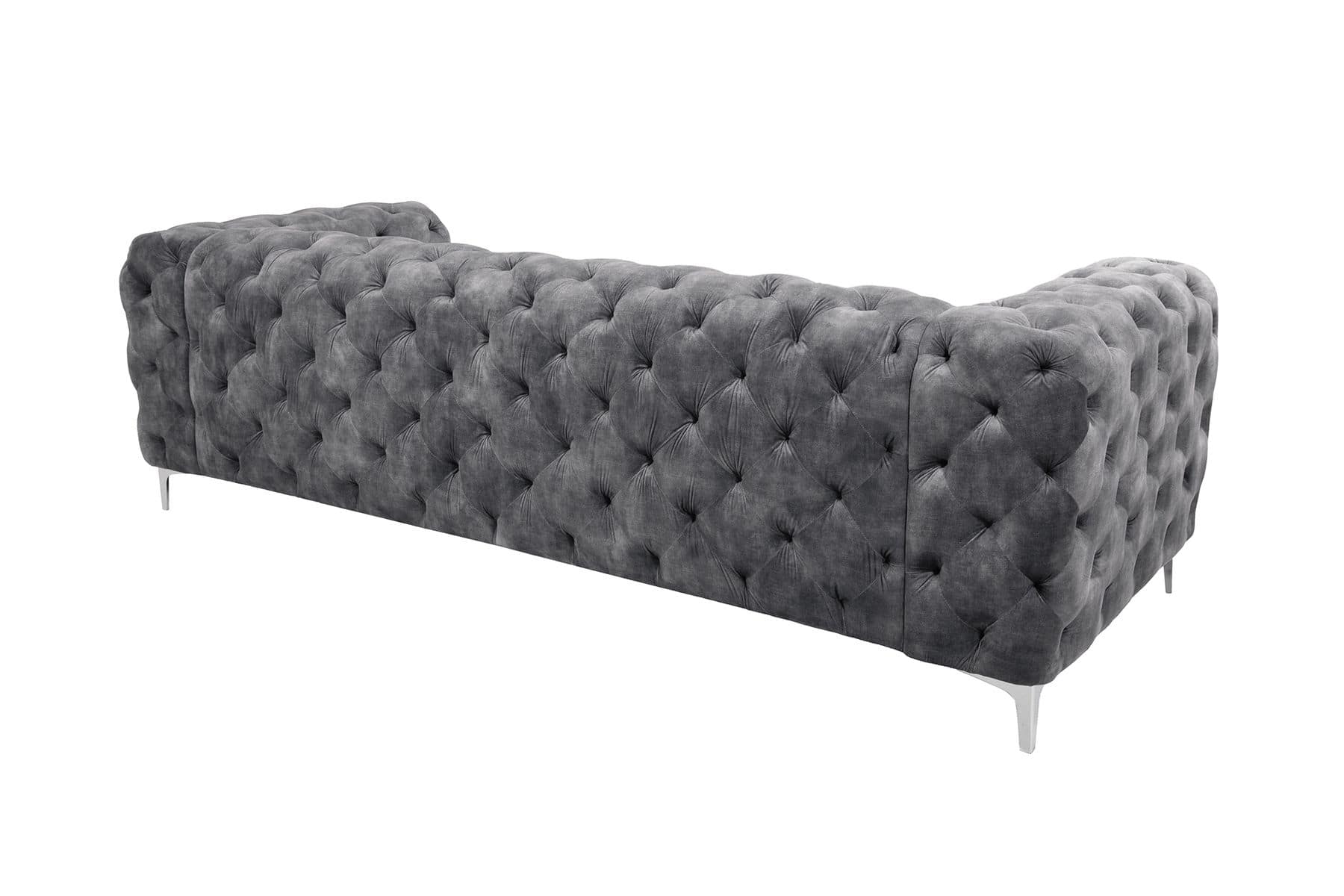 Chesterfield 3-Sitzer Sofa MODERN BAROCK 235cm dunkelgrau Samt Federkern Metallfüße