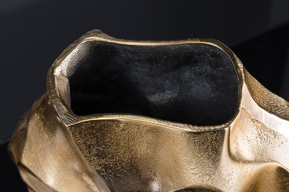 Handgefertigte Vase LIQUID 30cm gold Metall Hammerschlag Design