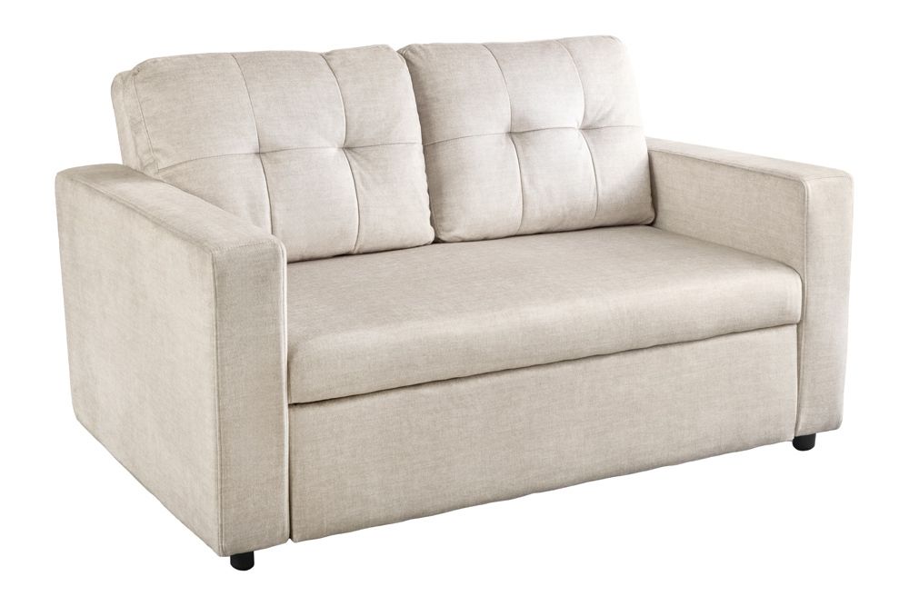 Sofa mit Schlaffunktion SMART 140cm champagner beige hochwertiger Vogue Seiden Samtstoff