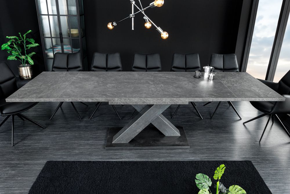 Ausziehbarer Esstisch MONTREAL 180-280cm grau graphit Keramik-Design X-Gestell » Jetzt kaufen