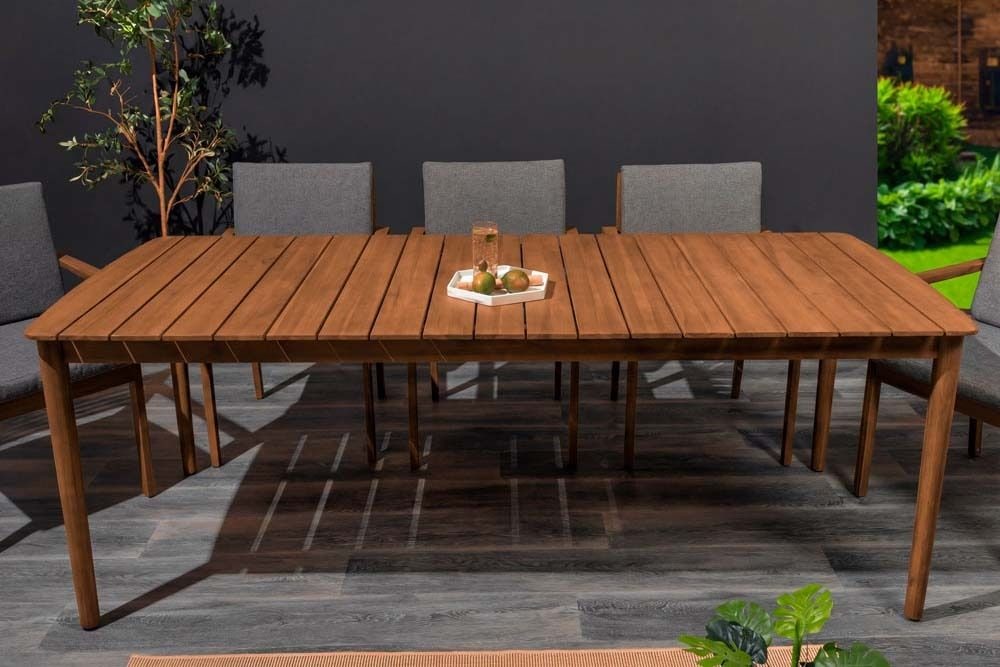 Wetterfester Gartentisch KOPENHAGEN 220cm braun Akazie honey finish Massivholz Outdoor