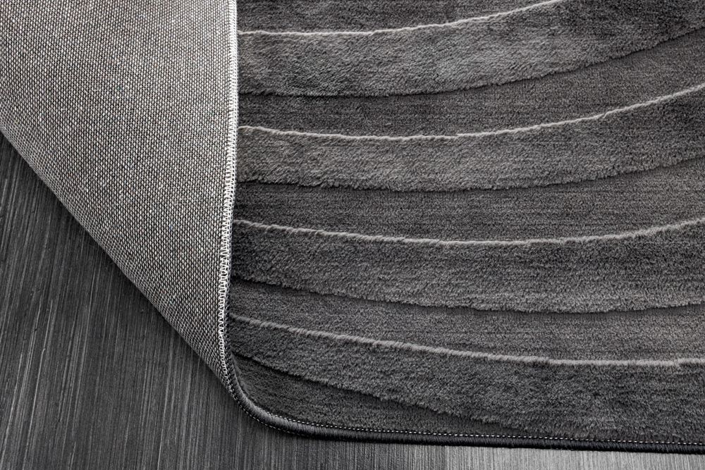 3D strukturierter Kurzflor Teppich WAVE 230x160cm anthrazit Hoch-Tief-Effekt