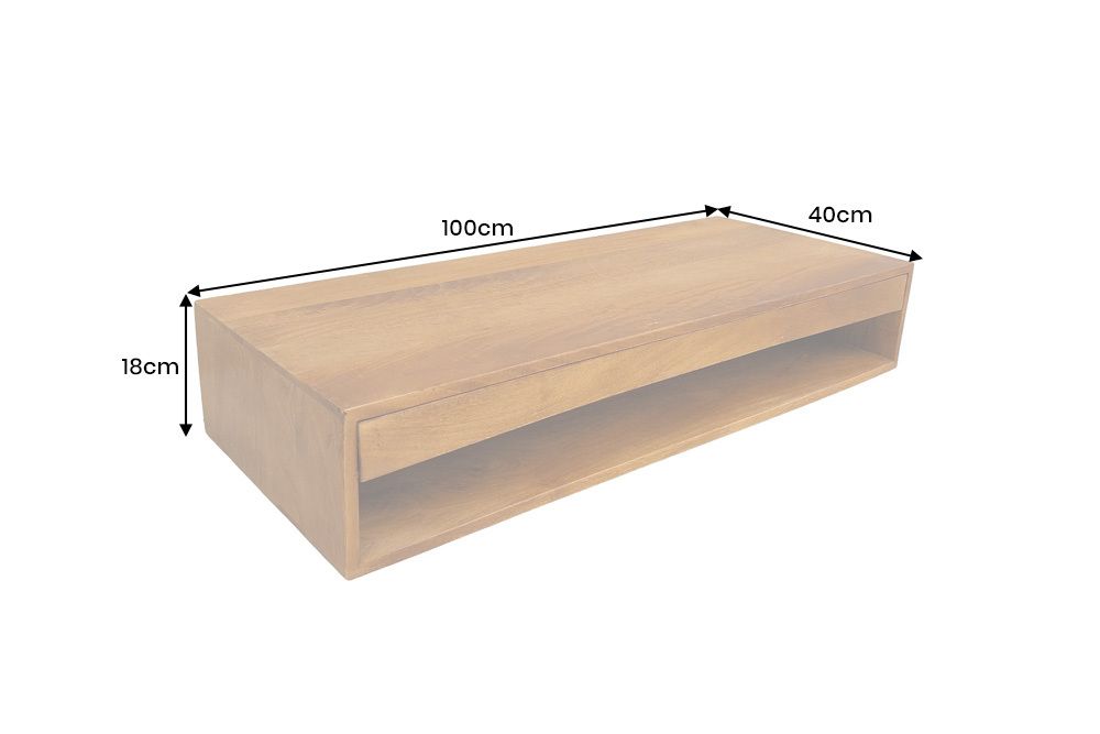 Hängender Konsolentisch PURE 100cm braun Mangoholz honey finish Schreibtisch Stauraum