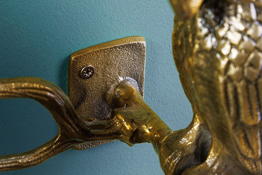 2er Set Wandgarderobe WILDLIFE BIRDS 45cm gold Metall Hammerschlag Design handmade