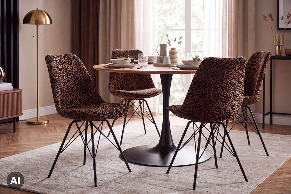 Design Stuhl SCANDINAVIA MEISTERSTÜCK braun schwarz Chenille schwarz Metallgestell