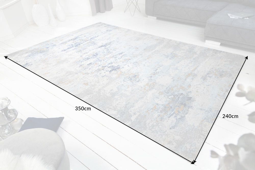 Design Teppich ABSTRAKT XXL 350x240m grau blau Baumwolle