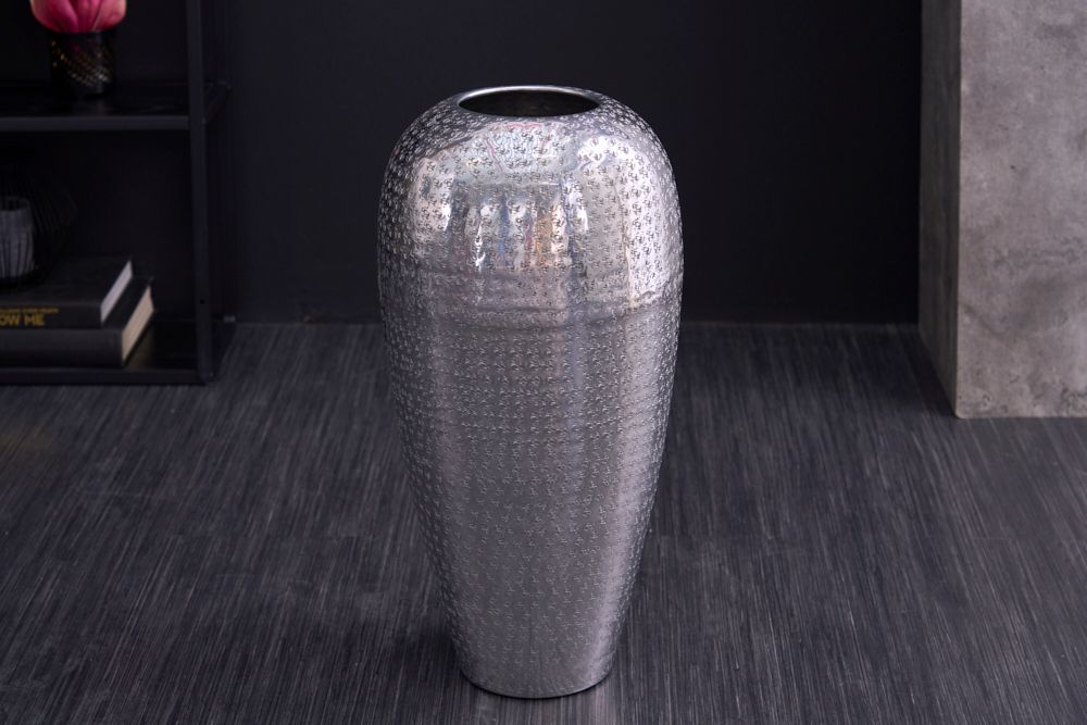Elegante Vase ORIENTAL 50cm silber im Wild Hammerschlag Design