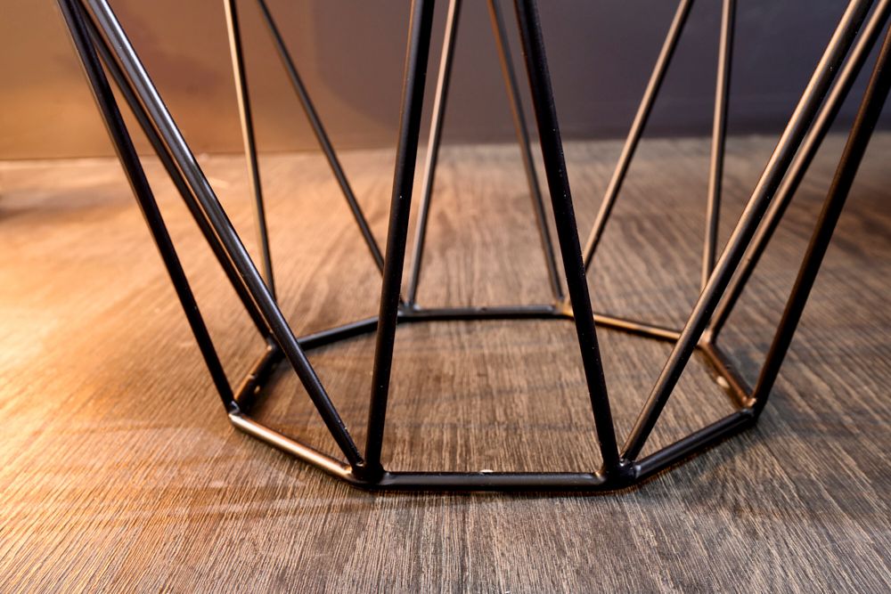 Design Beistelltisch DIAMOND 50cm grau Marmor schwarz Metall