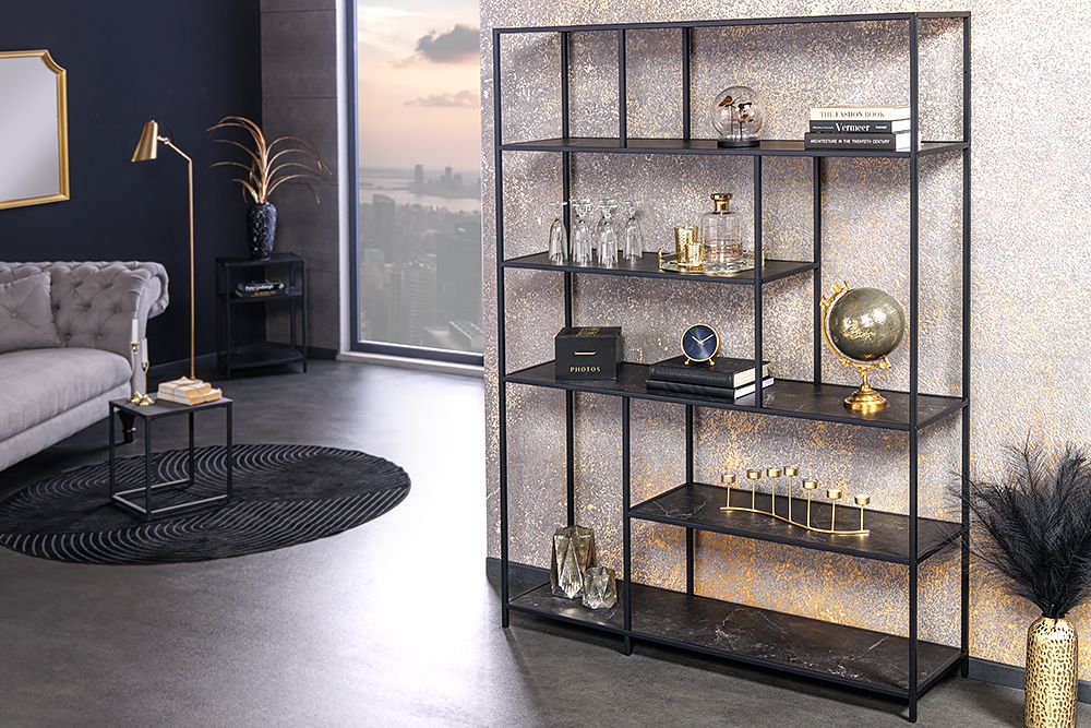 Modernes Bücherregal SLIM LINE 185x135cm graphit Metallgestell
